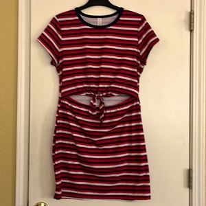 No Boundaries Cut-Out Midriff Striped Dress - XL
